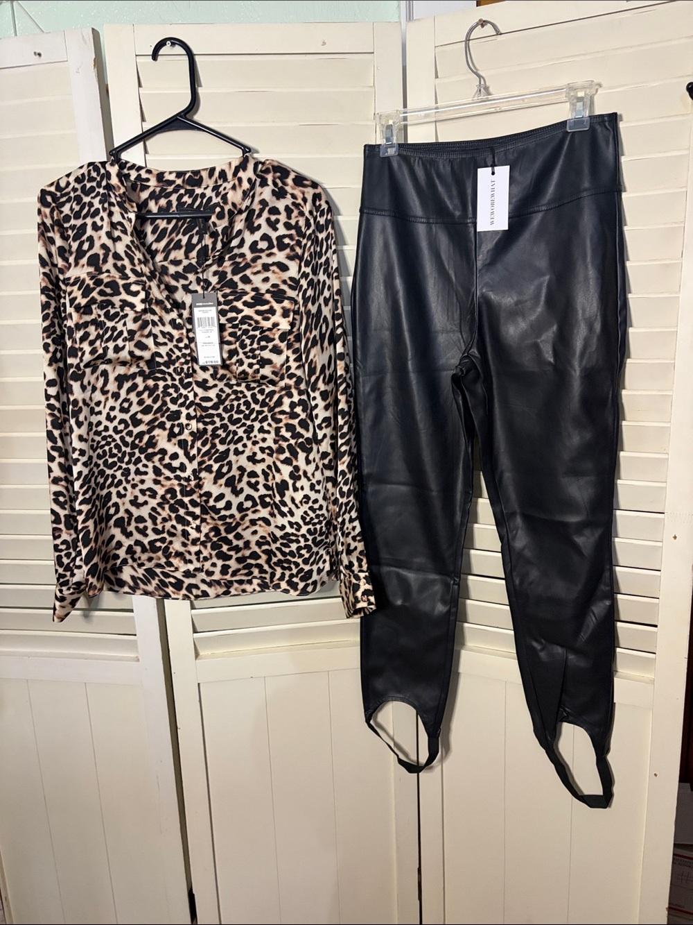 Two piece PREMIUM outfit including NWT WeWoreWhat Pants and NWT BCBG blouse